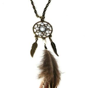 Feathered Dream Catcher Necklace-Dream Catcher